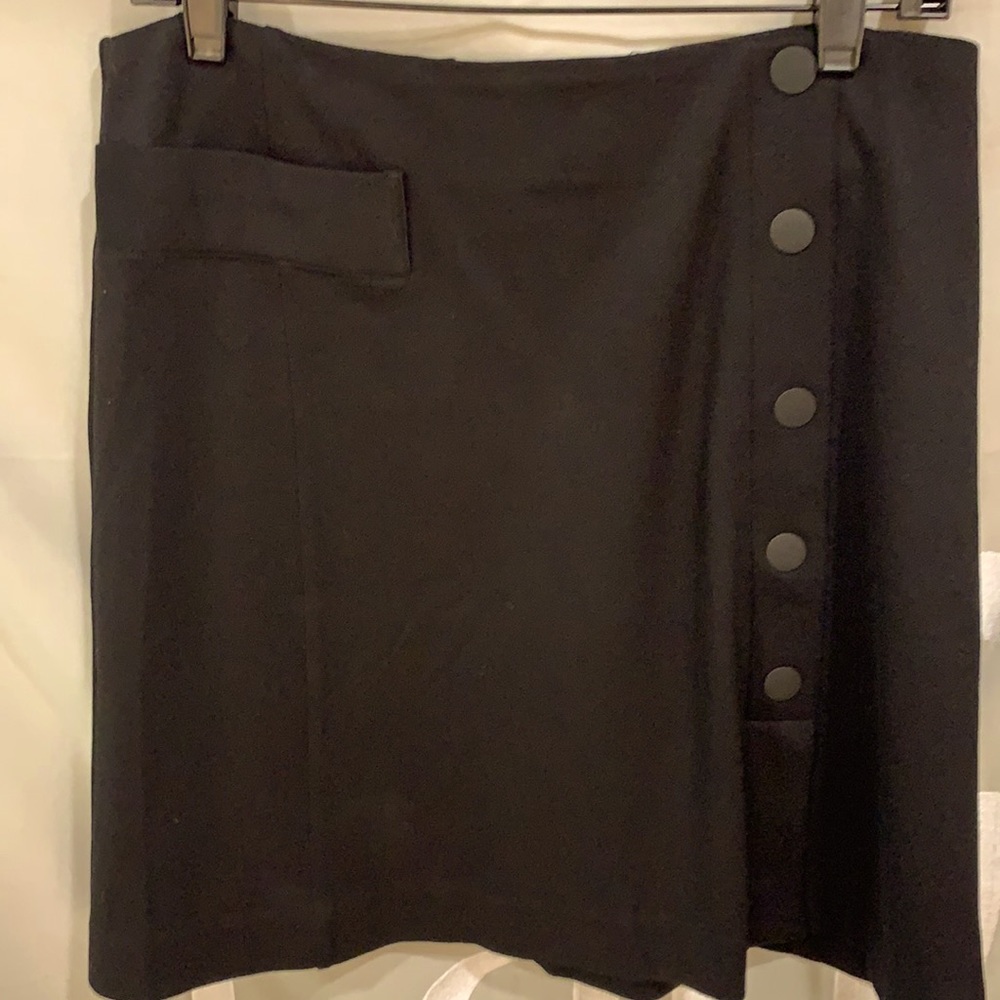 Cabi Utility black miniskirt with side snaps
